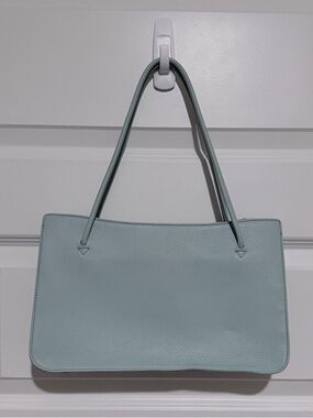 Monsac Pale Blue Leather Shoulder Bag